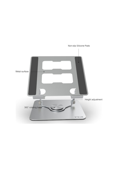 Inca Inc-122g Metal Laptop Standı 10-17 İnç 360 Döner Katlanabilir