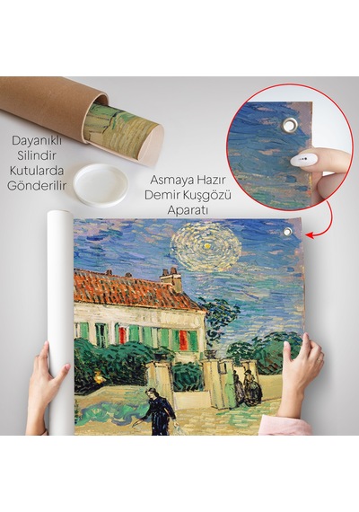 Vincent Van Gogh - Geceleyin Beyaz Ev Duvar Örtüsü - White House At Night-7173