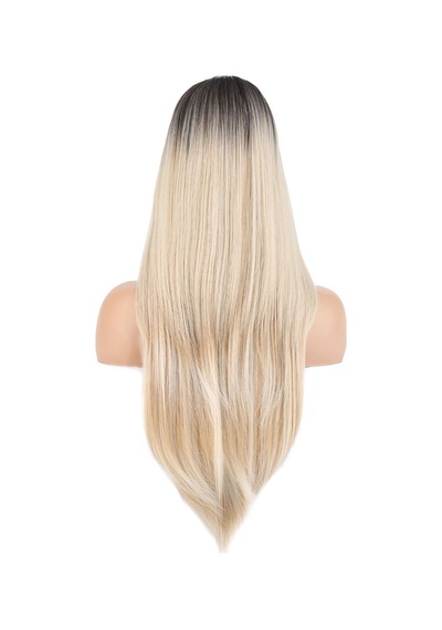 Katlı Kesim Perçemli Düz Fiber Sentetik Uzun Boy Peruk / / Platin Ombre Ve Röfleli - Grsy-739992 Renkli