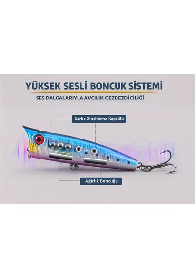 Spray Water Popper Su Üstü Püskürtmeli Sahte Popper Yem 10cm 20gr P16s5144
