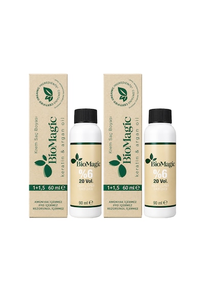 Biomagic Organik İçerikli Amonyaksız Saç Boyası 60 Ml. + Oksidan 90 Ml. 2'şer Adet