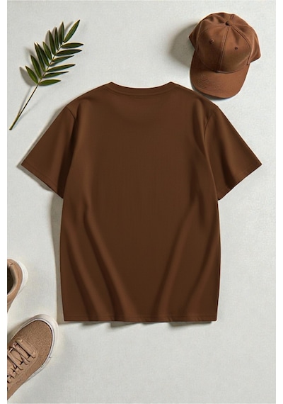 Uyguntarz Unisex Miami Baskılı Tasarım Tshirt Kahverengi