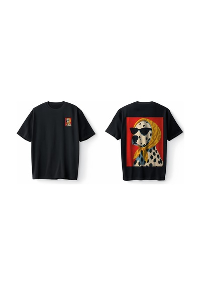 Bumeta Siyah Dalmaçyalı Köpek Dog Graphic Streetwear Baskılı Oversize Unisex Tişört T-shirt