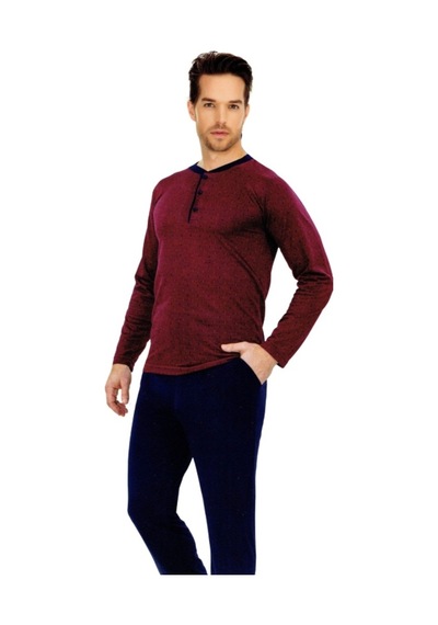 Pijamis 1900-2 4Lü O Yaka Pijama Takımı Bordo- Lacivert