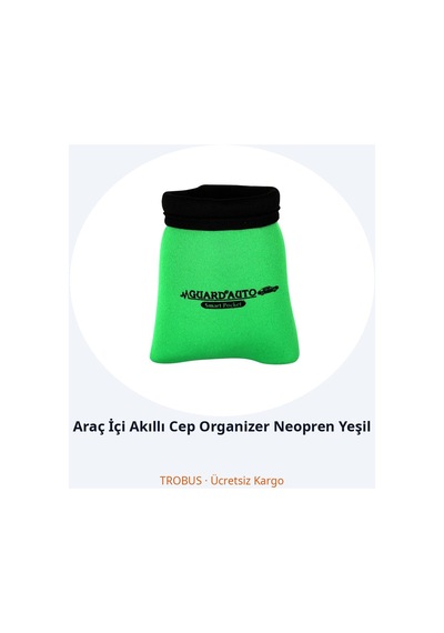Trobus Araç İçi Akıllı Cep Organizer Neopren Yeşil