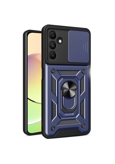 Newface Samsung Galaxy M15 Kılıf Pars Lens Yüzüklü Silikon - Lacivert