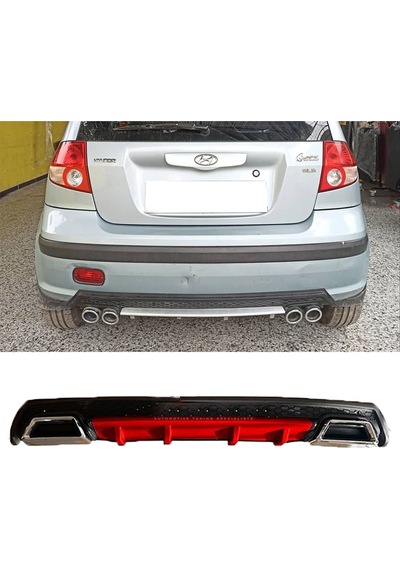 Hyundai Getz Kırmızı Difüzör Çiftli Kare Egzoz Görünümlü D Tip Difizör