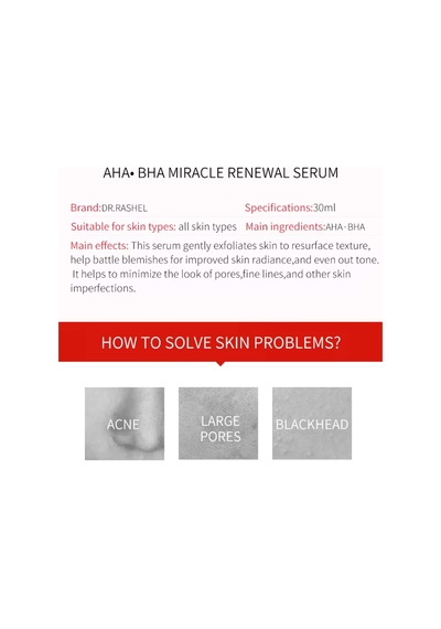 Dr.rashel Aha Bha Gözenek Sıkılaştırıcı, Pürüzsüzleştirici, Akne Ve Leke Karşıtı Yüz Serumu 30ml