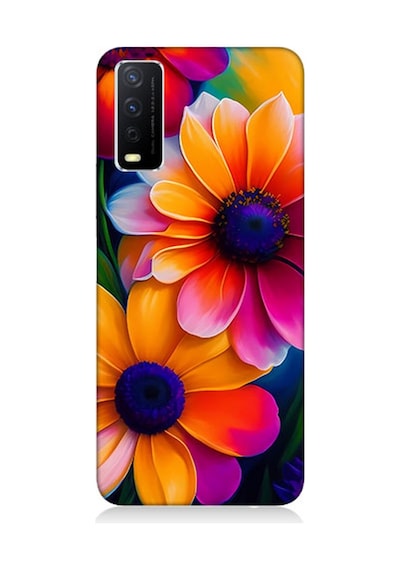 Vivo Y11s Uyumlu Silikon Kılıf Soft Renkli Çiçekler