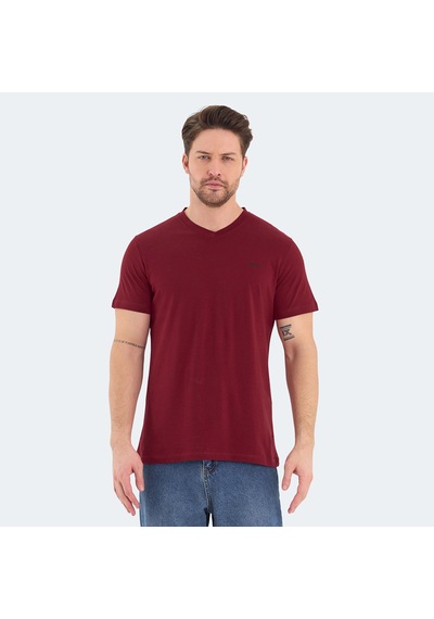 Slazenger RIVALDO Erkek V Yaka Bordo Tişört