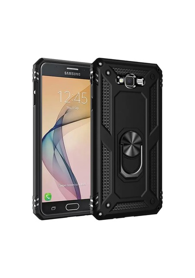 Newface Samsung Galaxy Uyumlu - J7 Kılıf Sofya Yüzüklü Silikon Kapak - Siyah