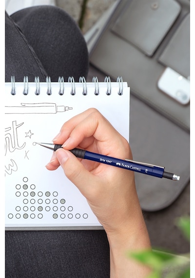 Faber-Castell Grip 1345/47 Versatil Kalem, 0.7 mm, Navy Blue, Ergonomik Tutuş, Yaylı Uç, Uzun Silgi,Modern Tasarım