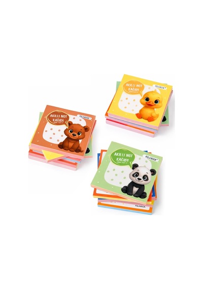 Meyveli Hayvanlı 6'li Mini Akıllı Not Kağıdı Seti 100 Sayfa Yapışkansız Post-it