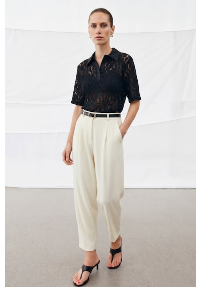 Sateen Talia Havuç Pantolon - Ekru-137379
