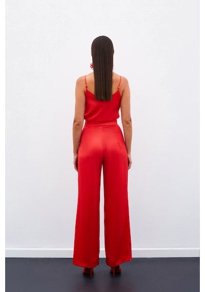Sateen Cepli Salaş Saten Pantolon - Mercan-134231 Mercan