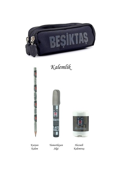 Beşiktaş Kalemlik 2 Bölmeli Ahşap Kutulu 3lü Hediye Set