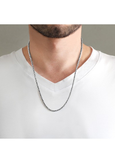 Tesbihane 925 Ayar Gümüş 60 Cm Uzunluk 3 Mm Genişlik 80 Mikron Kalınlık Erkek Kral Zincir