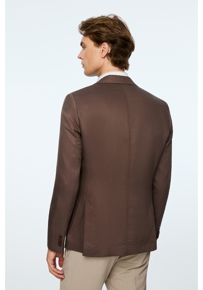 Morven Erkek Kahve Dokuma Trend Düz Slim Fit Mono Yaka Ceket 26ys002004400 Kahve