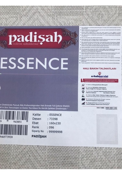Padişah Halı Essence 73398 096 Serisi Akrilik Salon Oturma Yatak Odası Halısı Gri