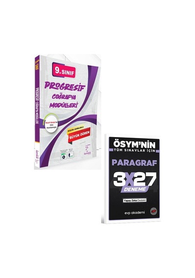 Karekök 2027 9. Sınıf Progresif Coğrafya Modülleri+evp Akademi 3x27 Paragraf Deneme