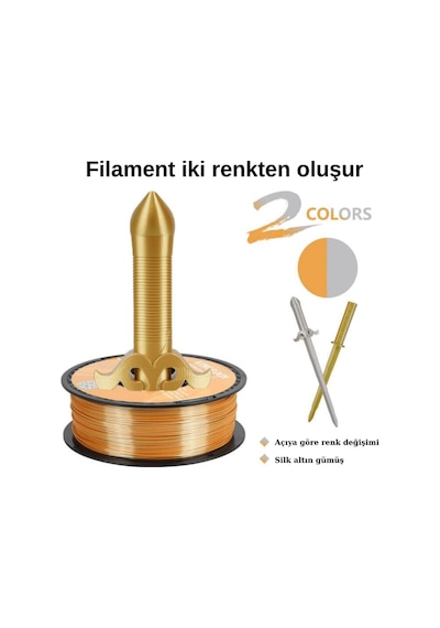 Kingroon Çift Renk Altın - Gümüş Pla Silk Filament 1.75 Mm 1000gr
