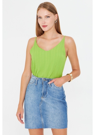 Armonika Kadın Fıstık Yeşili Keten Görünümlü Askılı Bluz Arm-24y001064 Armonika Kadın Fıstık Yeşili Keten Görünümlü Askılı Bluz Arm-24y001064