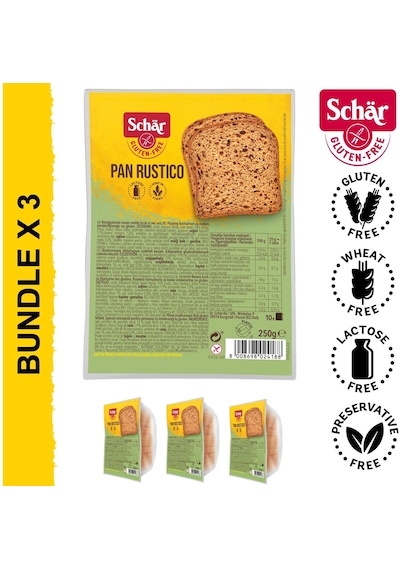 Schar Pan Rustico Glutensiz Lifli Ekmek 250 gr 3 Adet