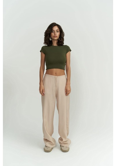 1604 - Mai Collection Toppin Haki Penye Crop Haki