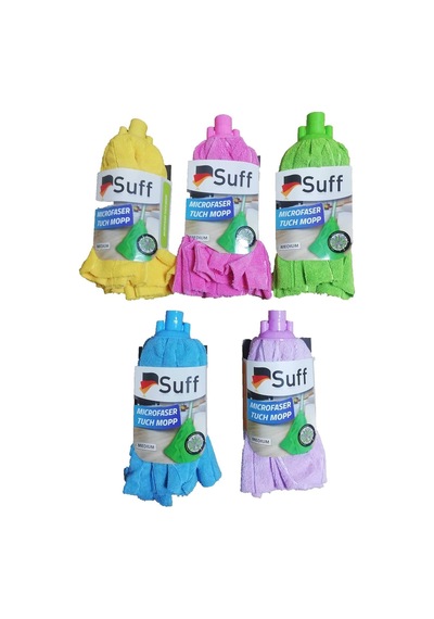 Suff Mikrofiber Havlu Mop Yedek Paspas, Vidalı, Orta Boy, Karma Renk 1 Adet Çok Renkli