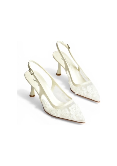 Fox Shoes Y246027609 Sedef İşlemeli İnce Topuklu Gelinlik Ayakkabısı