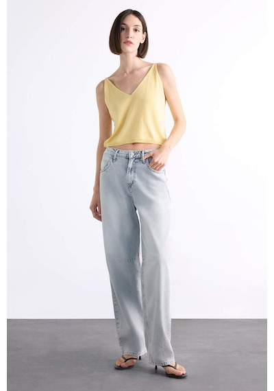 Defacto V Yaka Crop Askılı Bluz F7499ax25smyl501 SARI