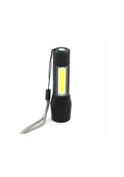 Mini Şarjlı Polis El Feneri Metal Siyah Renk P-4140 Siyah