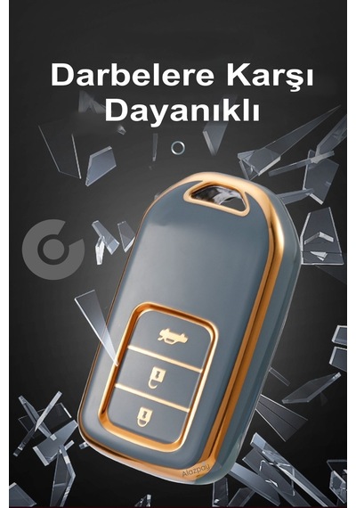 Honda Civic Fc5 Hr-v Cr-v City Gold Kenar Tpu Anahtar Kılıfı Beyaz