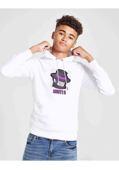 Tshirthane Brawl Stars - Mortis Baskılı Unisex Çocuk Kapüşonlu Beyaz Sweat Beyaz