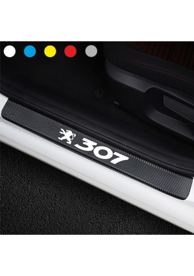 Peugeot 307 İçin Uyumlu Aksesuar Oto Kapı Eşiği Sticker Karbon 4 Adet Kırmızı