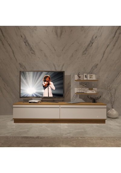 Decoraktiv Eko 4b Mdf Std Tv Ünitesi Tv Sehpası - Pera Beyaz Meşe - Beyaz