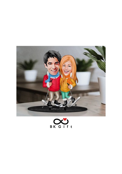 Bk Gift Kişiye Özel Sevgililer Karikatürlü Ahşap Biblo, Sevgililer Günü Hediyesi, Doğum Günü Hediyesi, Yıl Dönümü Hediyesi-107