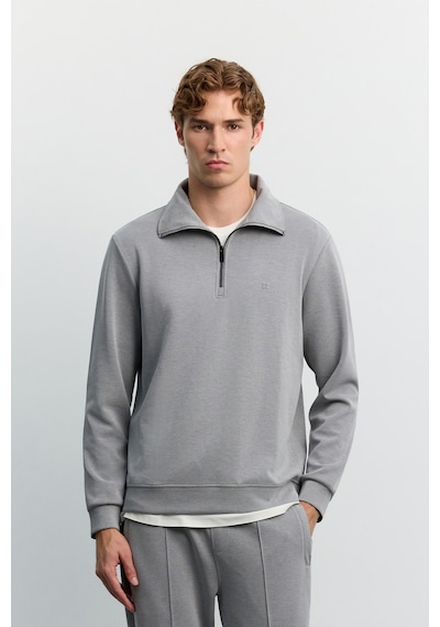 Avva Erkek Gri Dik Yaka Fermuarlı Modal Karışımlı Soft Touch Regular Fit Sweatshirt A62y1271 Avva Erkek Gri Dik Yaka Fermuarlı Modal Karışımlı Soft Touch Regular Fit Sweatshirt A62y1271