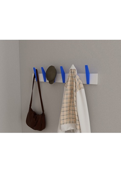 Hepsi3boyutlu Modern Duvar & Kapı Kanca Askılık - 6 Adet Mavi Kanca Askılık - Model No : 4 Mavi