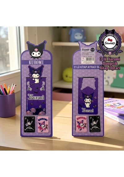 Bakgelal Sanrio Lisanslı Kuromi 3 Lü Manyetik Kitap Ayracı Seti Gül Temalı Mor Tasarım - 9041410517130