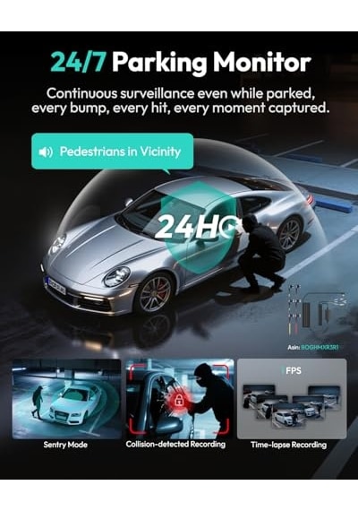 980h 4k Ön Ve Arka, 4k Araba Dash Cam Ön Ve 2k Arka Kamera, Gece Görüşü, Starvıs Dash Cam, Adas, 170 Geniş Açı, Dahili Gps Ve Wifi, 24/7 Park Modu, 64 Gb Sd Kart Dahil