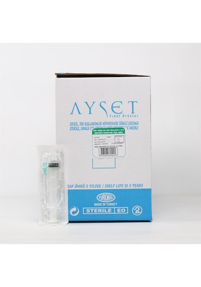 Ayset Enjektör 5 Cc Yeşil 0.80 x 38 MM 21G 11/2 150 Adet