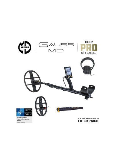 Gauss Md Dedektör Tıger 33x25,5cm + Snıper 25x15cm Başlık Pinpointer + Kulaklık