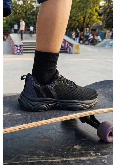 In Step Pure Black Ultra Hafif Nefes Alabilir Çocuk Spor Ayakkabı - Siyah