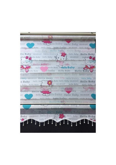 Hello Kitty Desenli Boncuklu Zebra Stor Perde Beyaz - 96158500 Beyaz