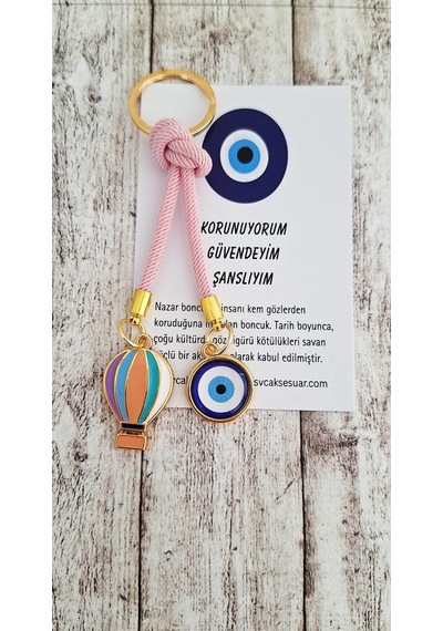 Hediyelik Özgürlük Simgesi Balon İpli Anahtarlık - Pembe