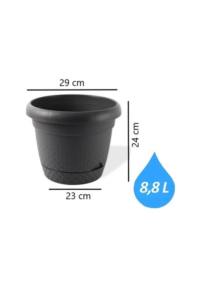 Omnipazar Krs Dekoratif İnci Bitki Çiçek Saksı Takımı 5'li Set Antrasit