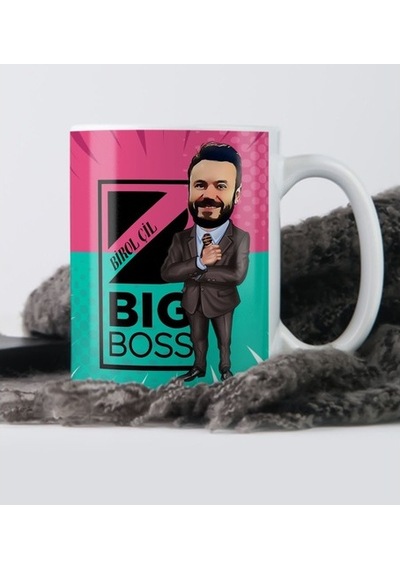 Kişiye Özel Bay Big Boss Karikatür Beyaz Kupa Bardak - 1