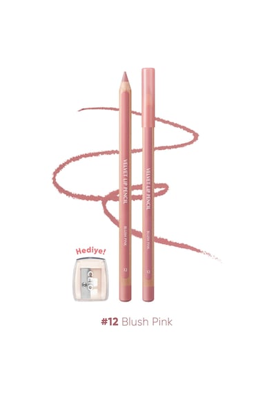 Kremsi Formüle Sahip Dudak Kalemi Ve Kalemtıraş Seti Clıo Velvet Lip Pencil Set 12 Blush Pink