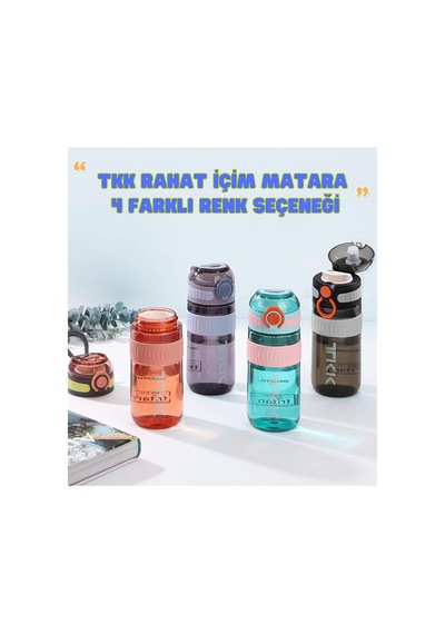 Tkk 550ml Kilitlenebilir Kapak Rahat İçim Taşıma Kulplu Tritan Spor Matara Mor Diğer